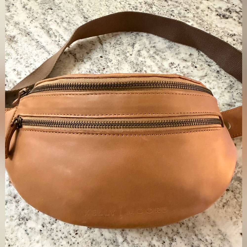 Kelly Moore Cognac Leather Crossbody Belt Bag - Picture 3 of 4